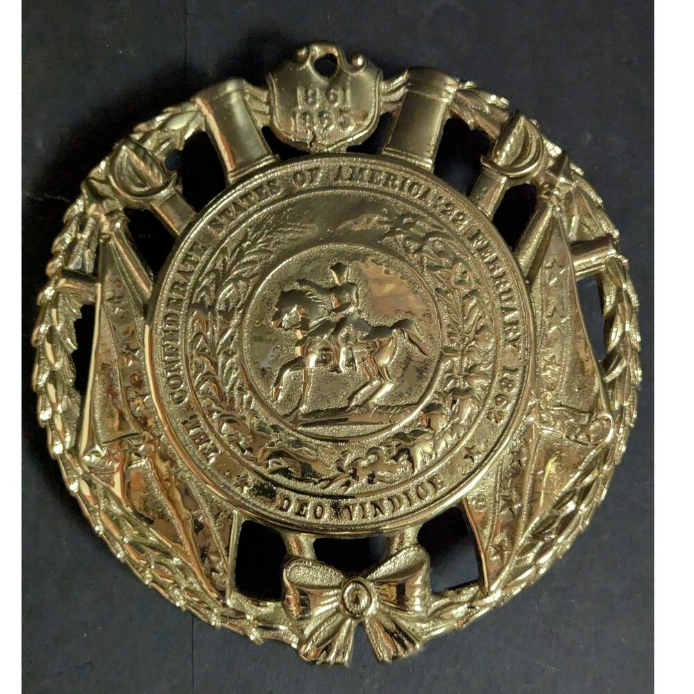 Vintage Solid Brass Great Seal of the Confederacy Trivet with Original Box
